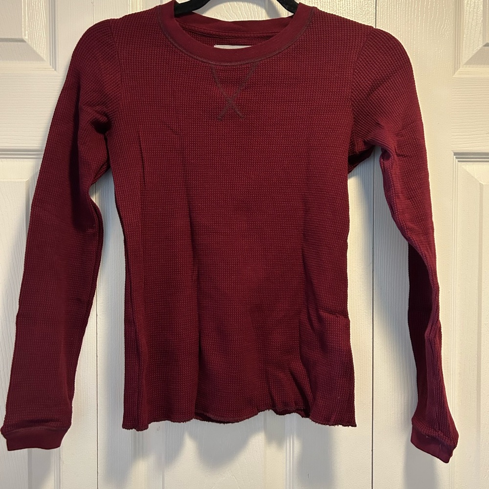 Everlane The Organic Cotton Waffle Tee in Oxblood XS